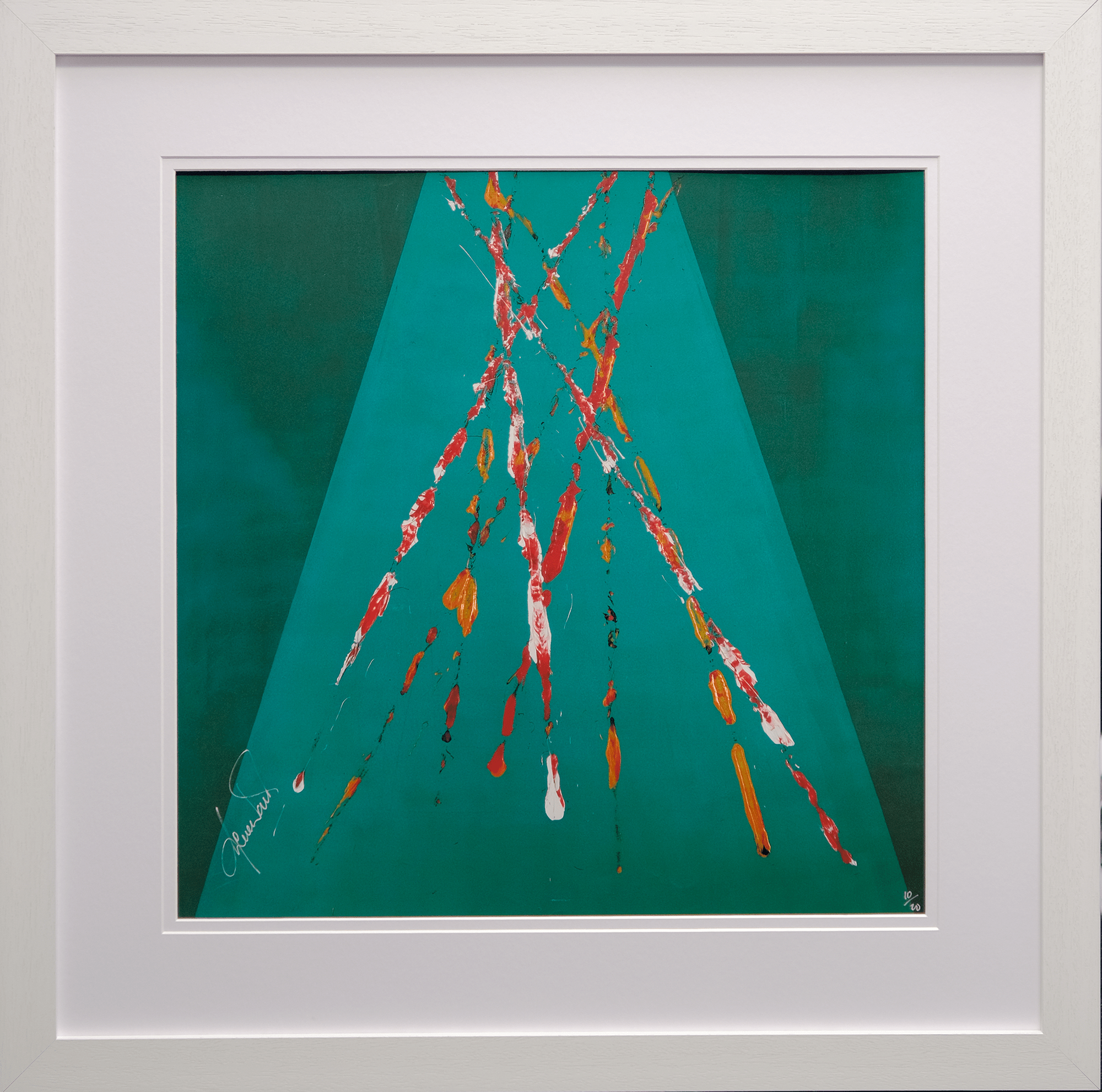 Impact Art created and Signed by Shane Warne Framed in White - Memorabilia Framers Shop